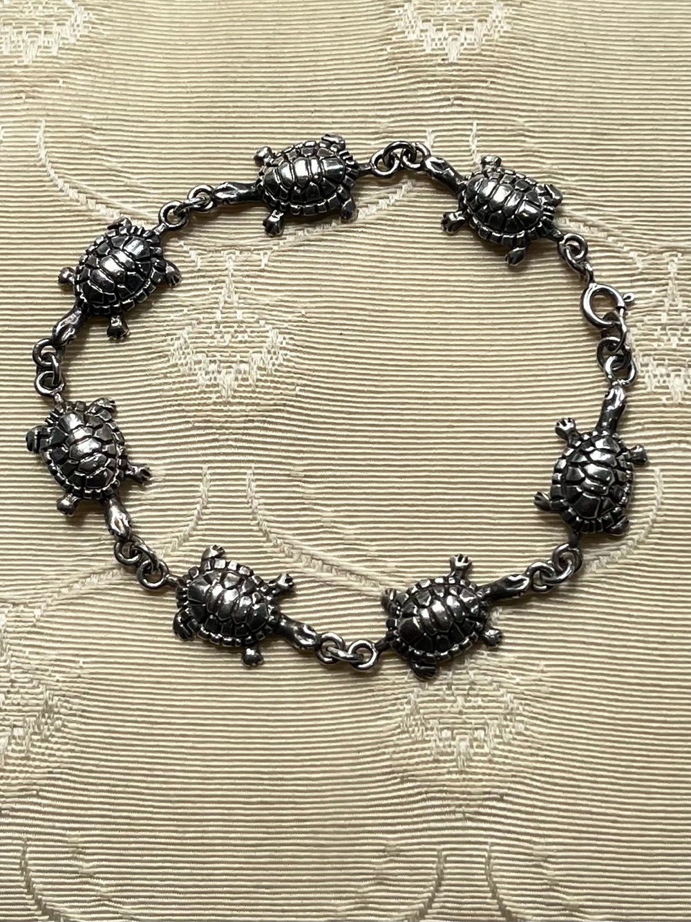 Vintage 925 Silver Turtle Link Bracelet - 8 inch